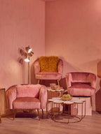 Pink Velvet Chair with Curved Back