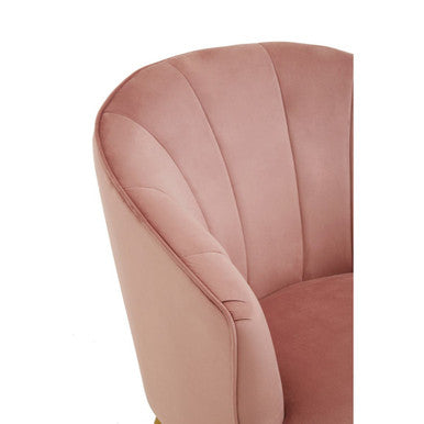 Pink Velvet Chair with Curved Back