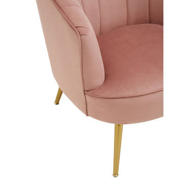 Pink Velvet Chair with Curved Back