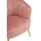 Pink Velvet Chair with Curved Back