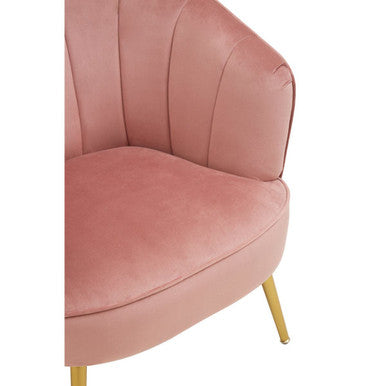 Pink Velvet Chair with Curved Back