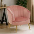 Pink Velvet Chair with Curved Back