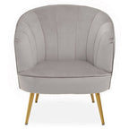 Grey Velvet Chair with Curved Back