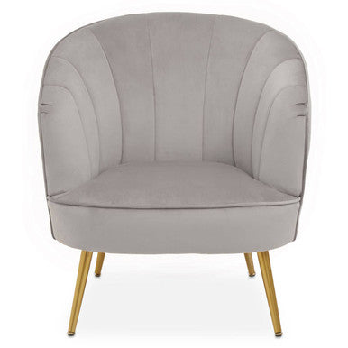 Grey Velvet Chair with Curved Back