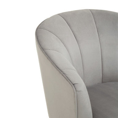 Grey Velvet Chair with Curved Back