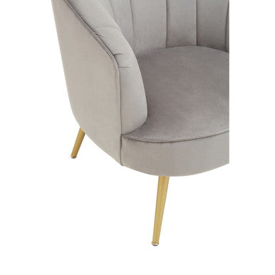 Grey Velvet Chair with Curved Back