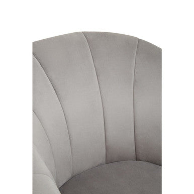 Grey Velvet Chair with Curved Back