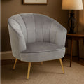 Grey Velvet Chair with Curved Back
