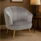 Grey Velvet Chair with Curved Back