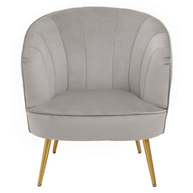 Grey Velvet Chair with Curved Back