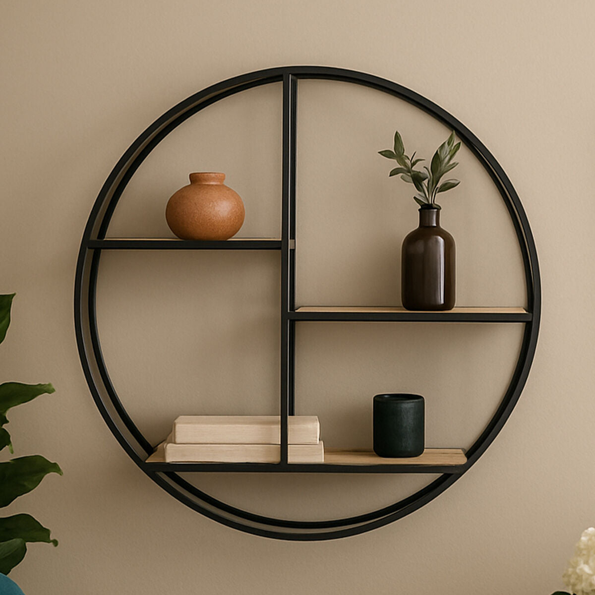 3 Tier Round Metal Wall Shelf