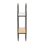 Two Tier Wall Shelf with Mixed Surface and Black Frame