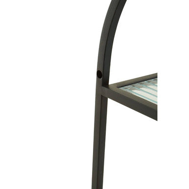 Two Tier Wall Shelf with Mixed Surface and Black Frame