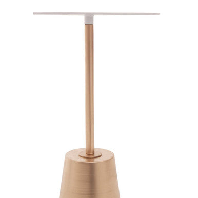 White Marble Effect Side Table with Gold Finish Base
