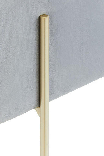 Grey Velvet Square Stool with Gold Finish Legs
