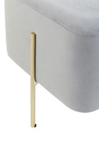 Grey Velvet Square Stool with Gold Finish Legs
