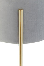 Grey Velvet Round Stool with Gold Finish Legs