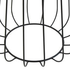 Grey Velvet Round Stool with Black Finish Cage Base