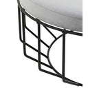 Grey Velvet Large Footstool with Black Finish Cage Base