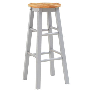 Grey and Natural Tropical Hevea Wood Kitchen or Bar Stool