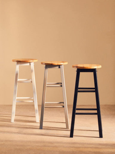Grey and Natural Tropical Hevea Wood Kitchen or Bar Stool