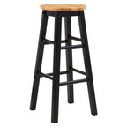 Black and Natural Tropical Hevea Wood Kitchen or Bar Stool