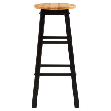 Black and Natural Tropical Hevea Wood Kitchen or Bar Stool