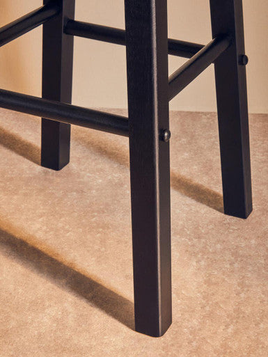 Black and Natural Tropical Hevea Wood Kitchen or Bar Stool