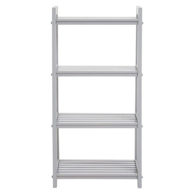 Grey Tropical Hevea Wood 4 Tier Ladder Shelf Unit