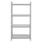 Grey Tropical Hevea Wood 4 Tier Ladder Shelf Unit