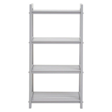 Grey Tropical Hevea Wood 4 Tier Ladder Shelf Unit
