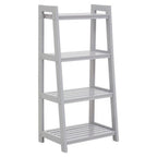 Grey Tropical Hevea Wood 4 Tier Ladder Shelf Unit