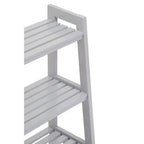 Grey Tropical Hevea Wood 4 Tier Ladder Shelf Unit
