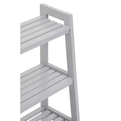 Grey Tropical Hevea Wood 4 Tier Ladder Shelf Unit