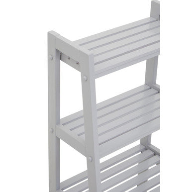 Grey Tropical Hevea Wood 4 Tier Ladder Shelf Unit