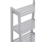 Grey Tropical Hevea Wood 4 Tier Ladder Shelf Unit