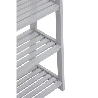 Grey Tropical Hevea Wood 4 Tier Ladder Shelf Unit