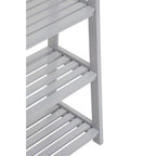 Grey Tropical Hevea Wood 4 Tier Ladder Shelf Unit