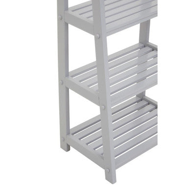 Grey Tropical Hevea Wood 4 Tier Ladder Shelf Unit