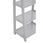 Grey Tropical Hevea Wood 4 Tier Ladder Shelf Unit