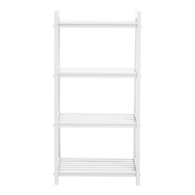 White Tropical Hevea Wood 4 Tier Ladder Shelf Unit