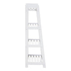 White Tropical Hevea Wood 4 Tier Ladder Shelf Unit