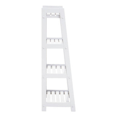 White Tropical Hevea Wood 4 Tier Ladder Shelf Unit