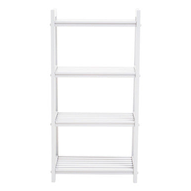 White Tropical Hevea Wood 4 Tier Ladder Shelf Unit