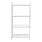 White Tropical Hevea Wood 4 Tier Ladder Shelf Unit