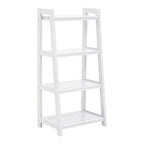 White Tropical Hevea Wood 4 Tier Ladder Shelf Unit