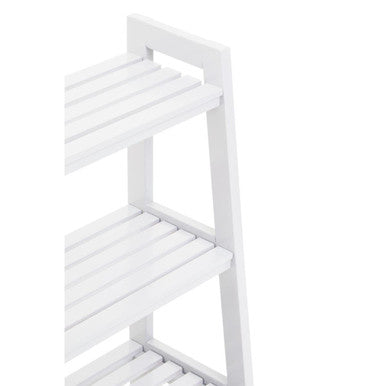 White Tropical Hevea Wood 4 Tier Ladder Shelf Unit