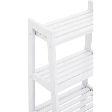 White Tropical Hevea Wood 4 Tier Ladder Shelf Unit