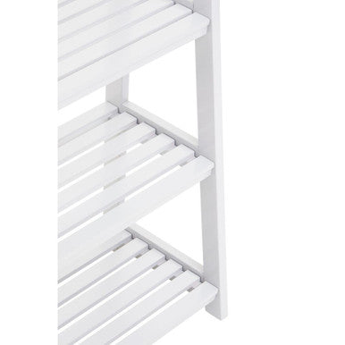 White Tropical Hevea Wood 4 Tier Ladder Shelf Unit