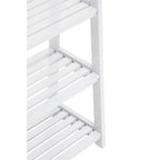 White Tropical Hevea Wood 4 Tier Ladder Shelf Unit